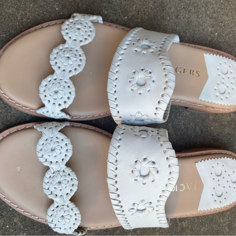 Jack Rogers White Leather Sandals EUC